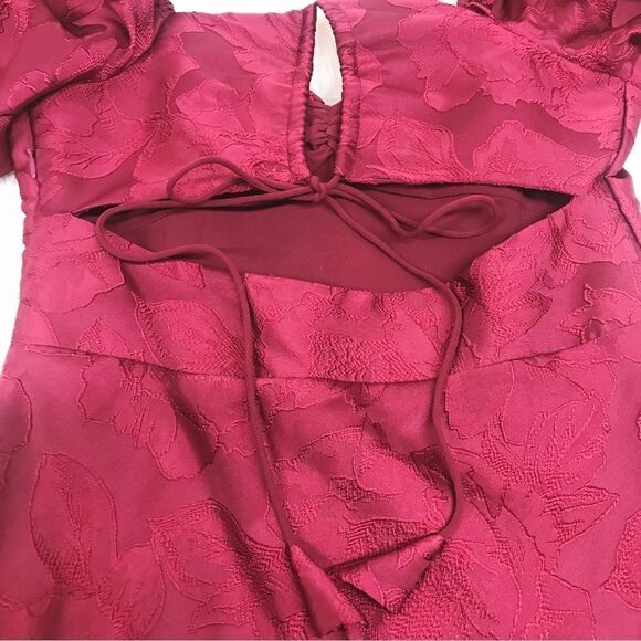 SACHIN & BABI Gabby Red Puff Sleeve Midi Dress Open Tie Back Size Cherry 0 New - Picture 10 of 14